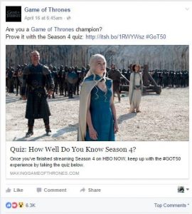 Game of Thrones uses Social Media