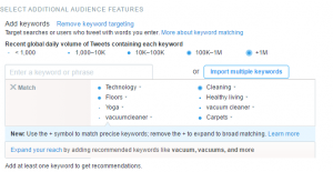 Twitter ads Keyword targeting