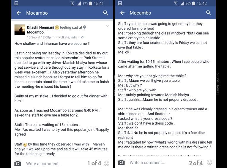 Mocambo Facebook incident
