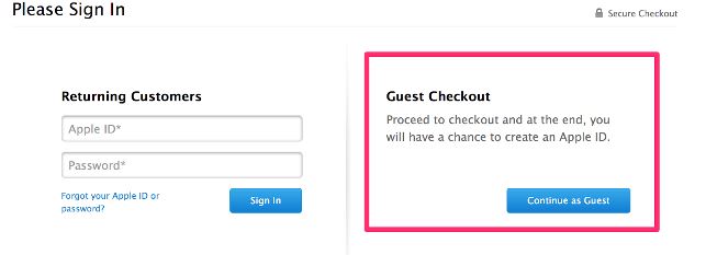 website guest checkout